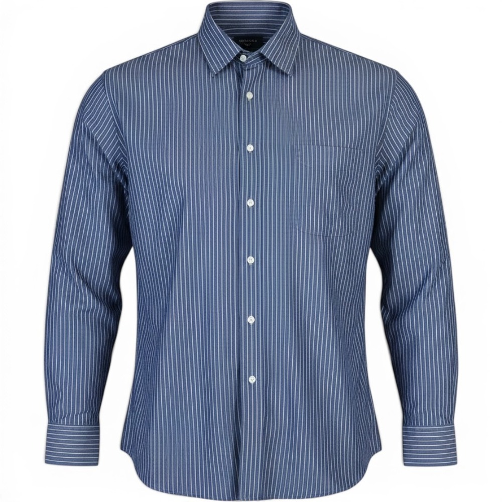 Dockers‎ Button Down Shirt Blue Striped Iron Free Long Sleeve Office Casual Prep
